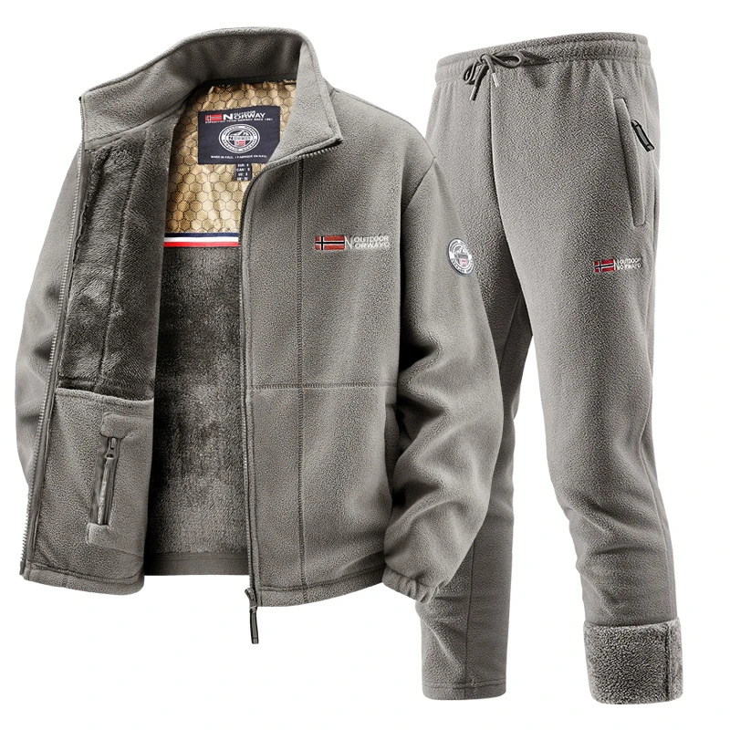 Winter Clothing Kit - Mens Winter Fleece Tracksuit Set Thickened