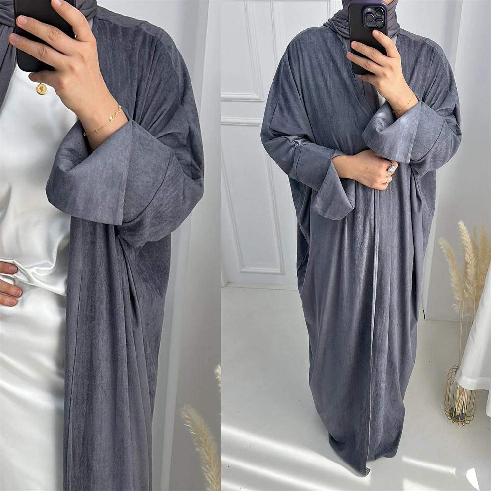 Winter Clothing Dubai - Winter Open Abaya for Women Suede