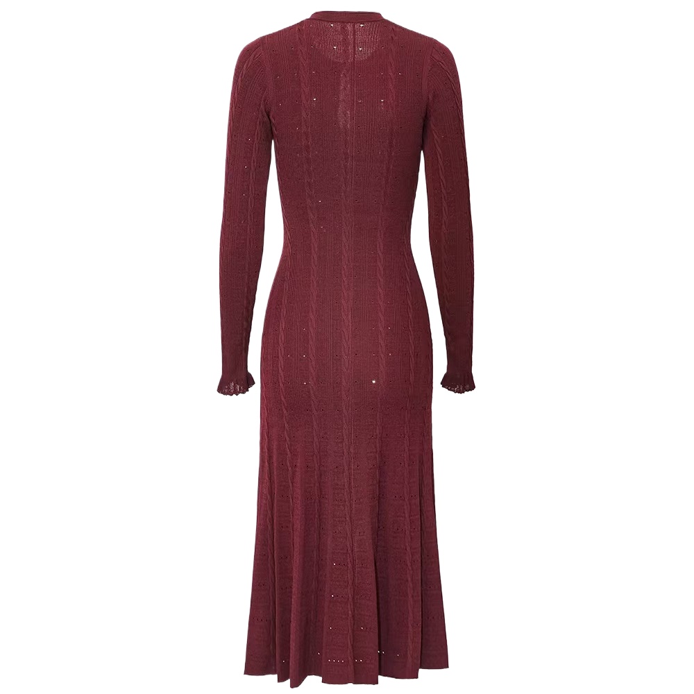 Round Neck Long Sleeved Dress  - Winter Clothing In French 评论和价格
