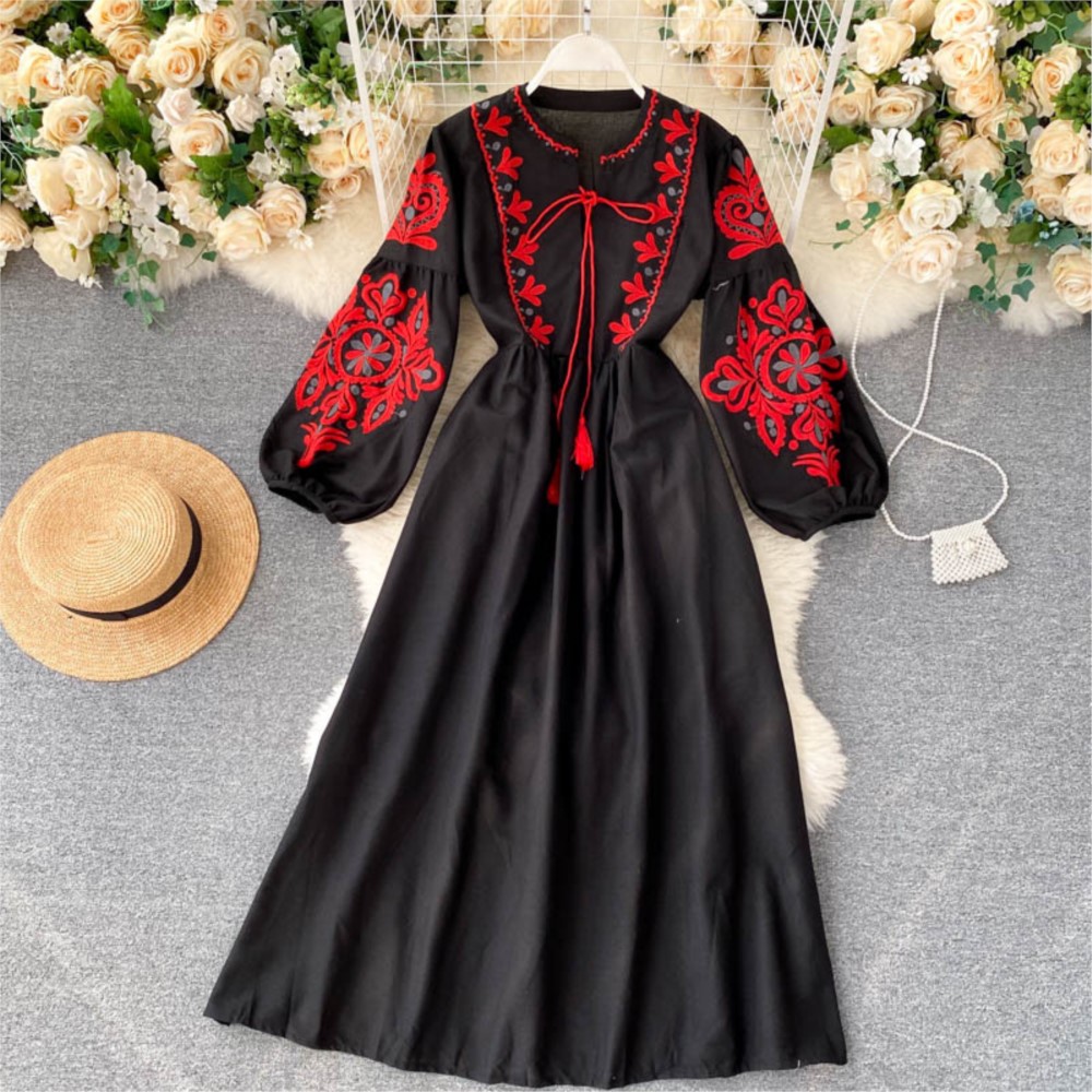 Loose Dress Embroidered Flower - Winter Clothing Dress Up 评论和价格