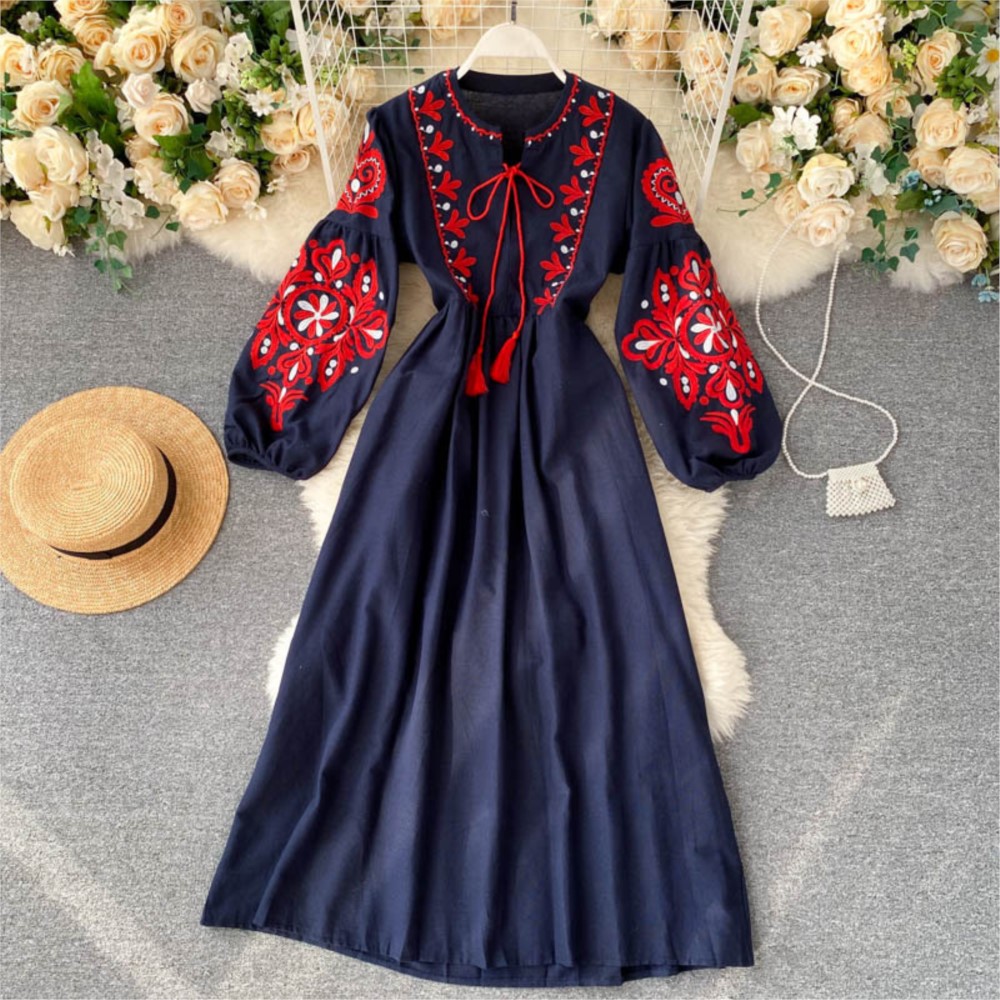 Loose Dress Embroidered Flower - Winter Clothing Dress Up 评论和价格
