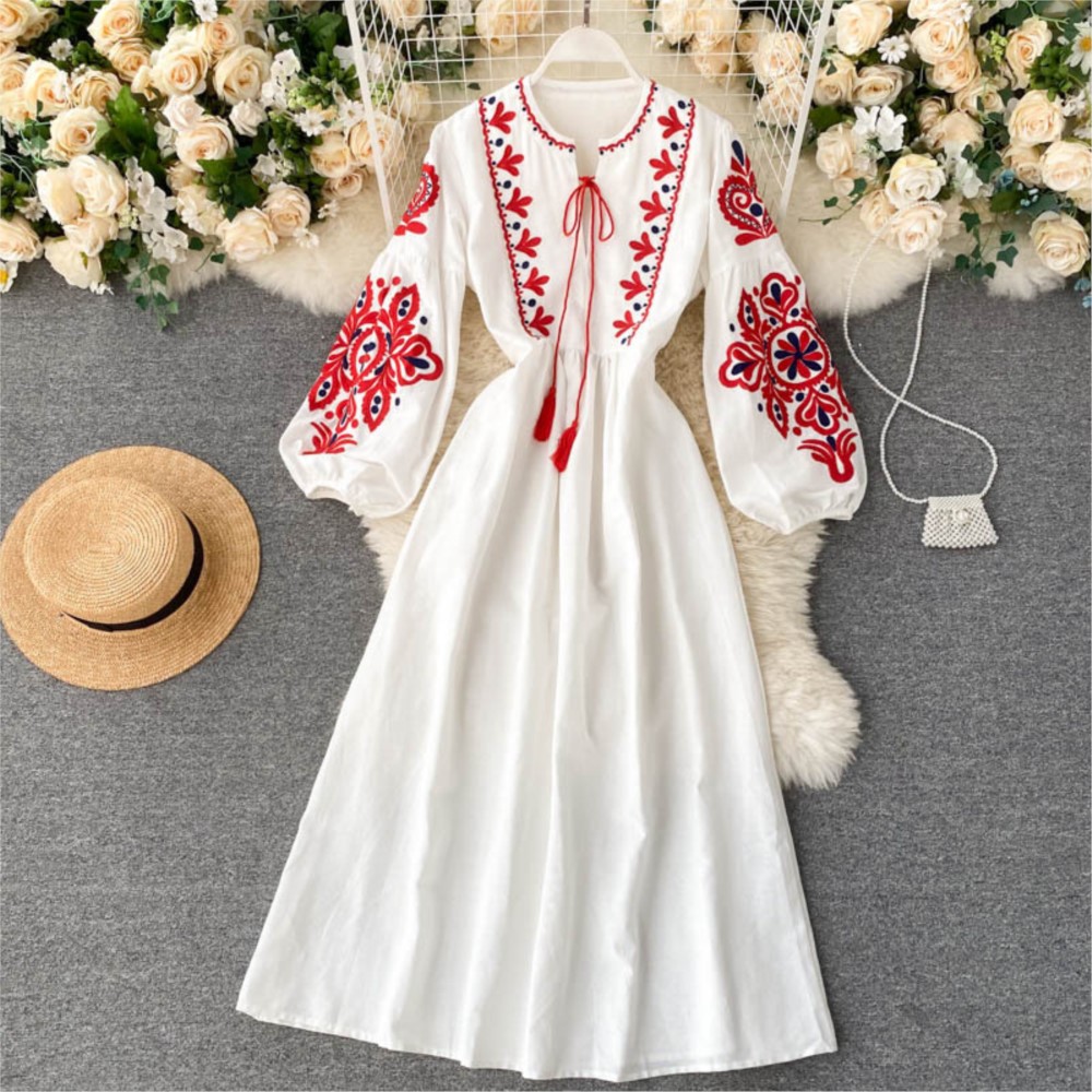 Loose Dress Embroidered Flower - Winter Clothing Dress Up 评论和价格