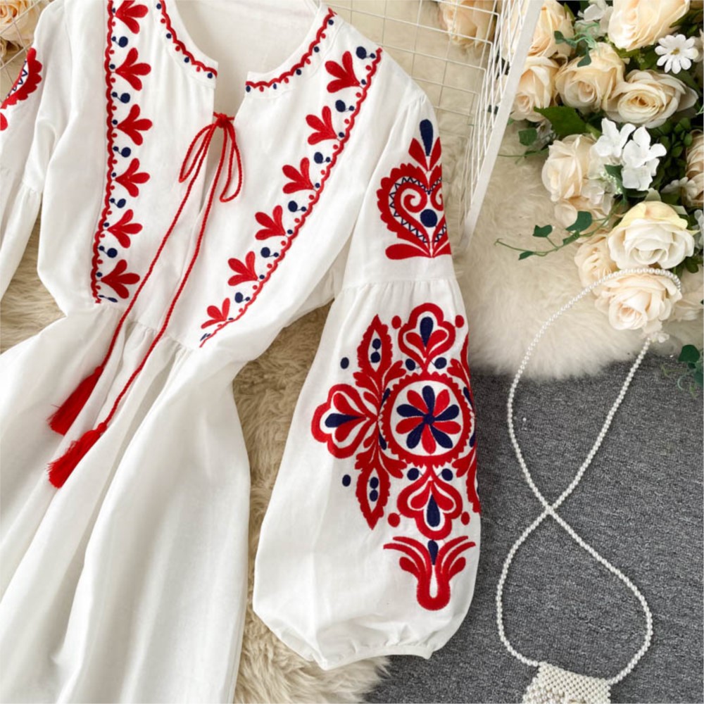 Loose Dress Embroidered Flower - Winter Clothing Dress Up 评论和价格
