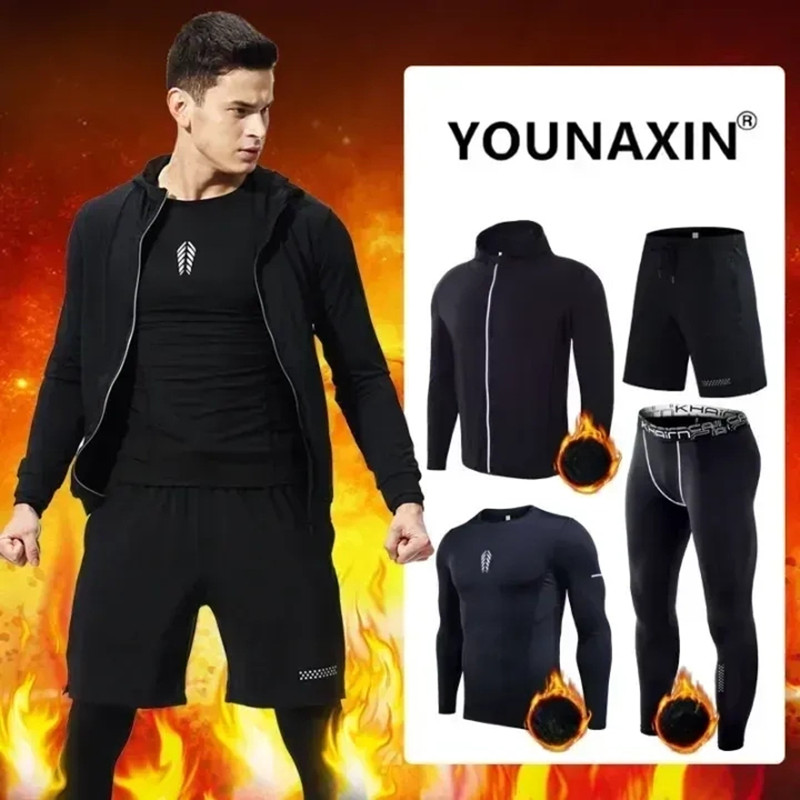 4-piece Men's Fitness Clothing - Warm Winter Clothing 评论和价格