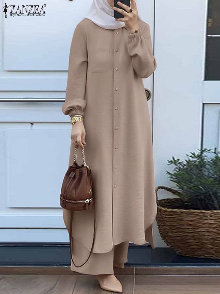 ZANZEA Fashion 2pcs Women Musl - Winter Clothing Dubai 评论和价格