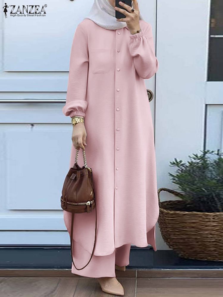 ZANZEA Fashion 2pcs Women Musl - Winter Clothing Dubai 评论和价格