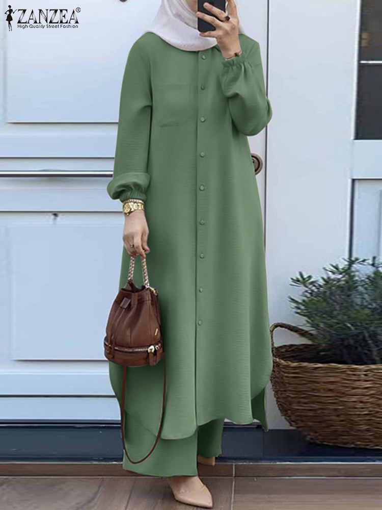 ZANZEA Fashion 2pcs Women Musl - Winter Clothing Dubai 评论和价格