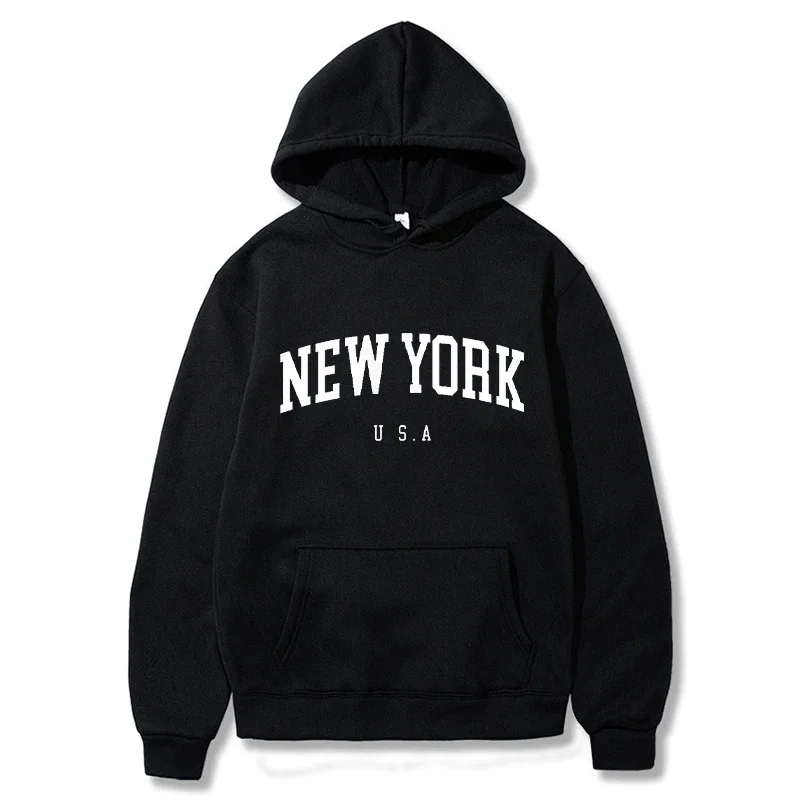 New York Print Men Women Hoodi - Winter Clothing New York 评论和价格