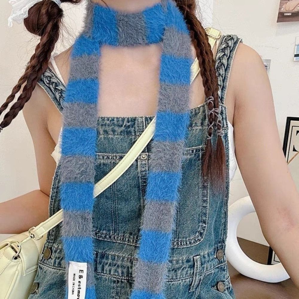 Knitted Y2K Girl Stripe Scarf  - Warm Winter Clothing 评论和价格