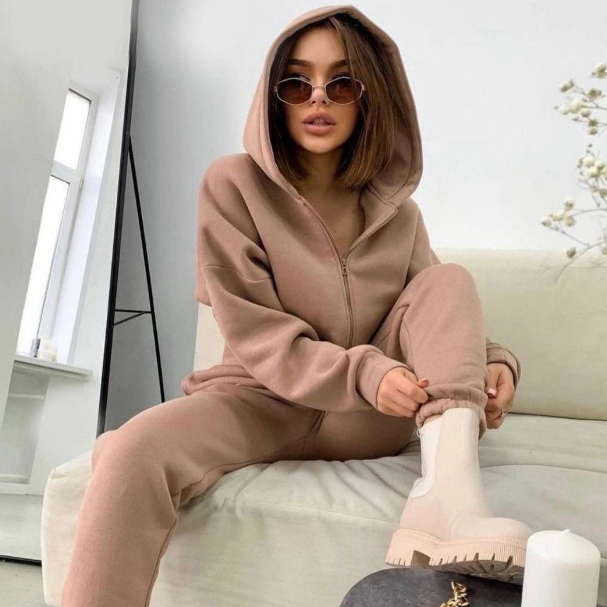 Zipper Hooded Coat Pants Sets  - Winter Clothing Kit 评论和价格