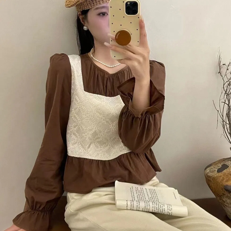 Ins Fake Two Korean Style Shir - Winter Clothing In French 评论和价格