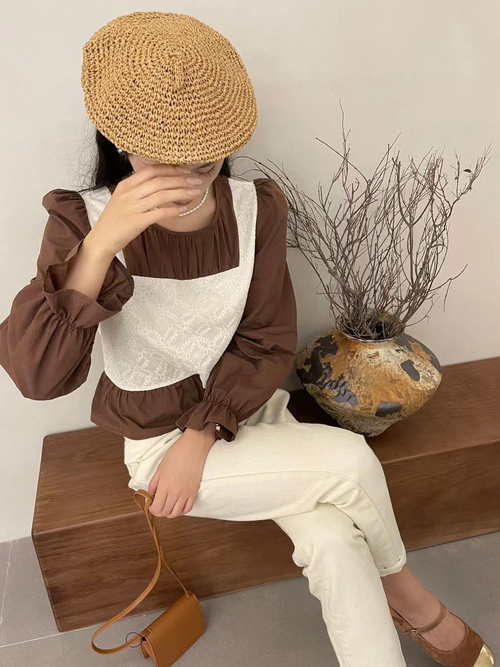 Ins Fake Two Korean Style Shir - Winter Clothing In French 评论和价格