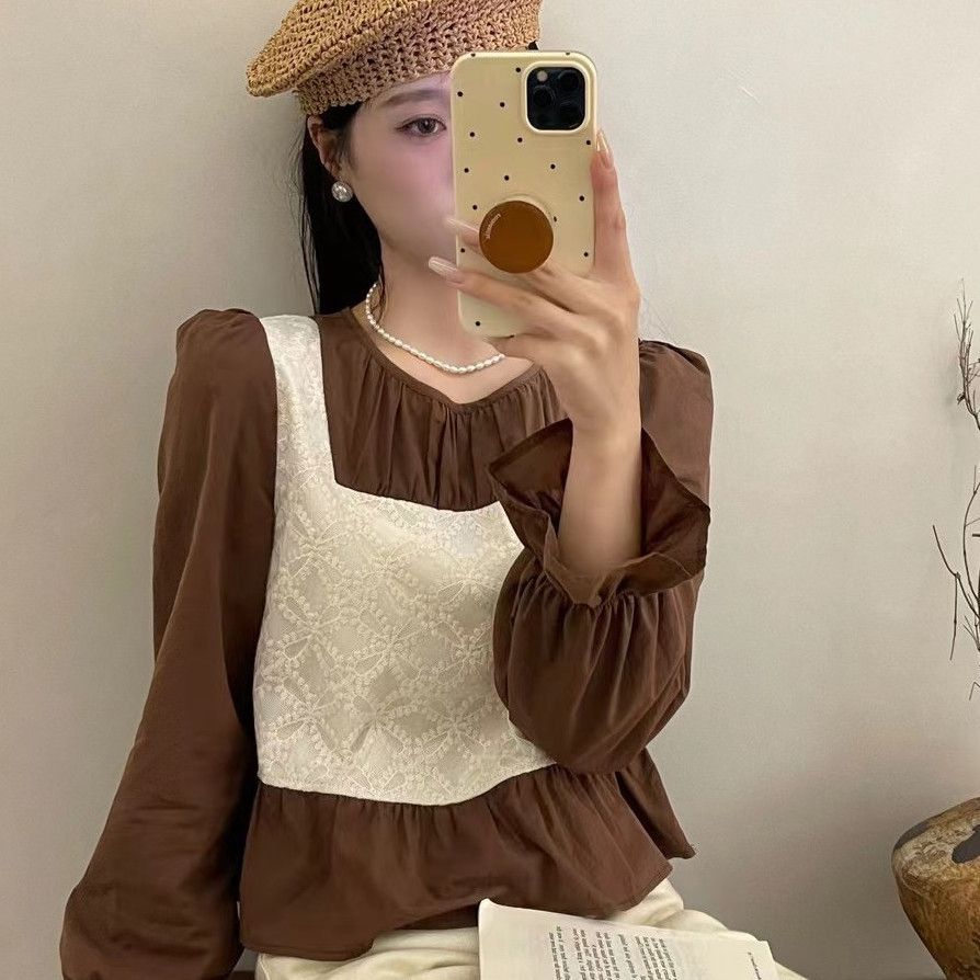Ins Fake Two Korean Style Shir - Winter Clothing In French 评论和价格